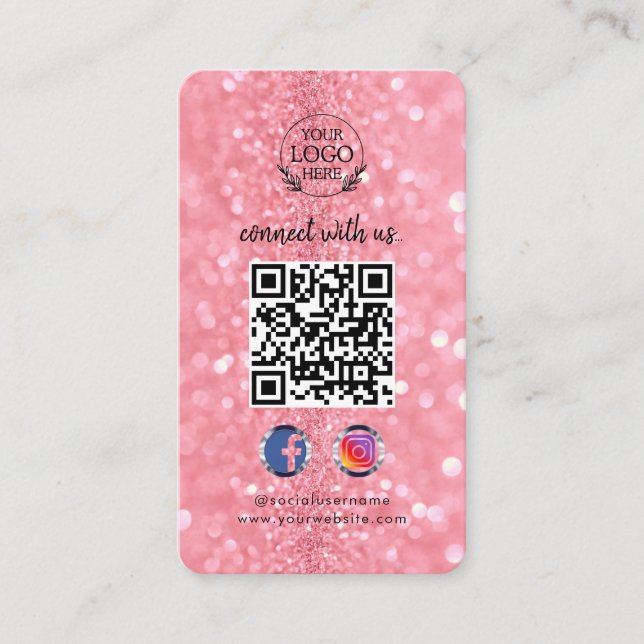 Verbindung mit uns | QR-Code für soziale Medien Visitenkarte (Vorderseite)