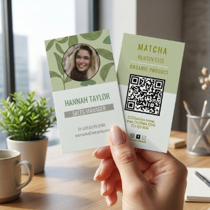 Verbindung mit uns QR Code Green Tee Logo Busine Visitenkarte