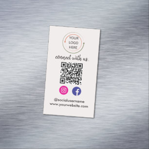 Verbindung mit uns   QR-Kodex für soziale Medien Magnetische Visitenkarte