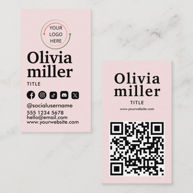 Verbindung mit uns | QR-Kodex für soziale Medien Visitenkarte (Vorne/Hinten)