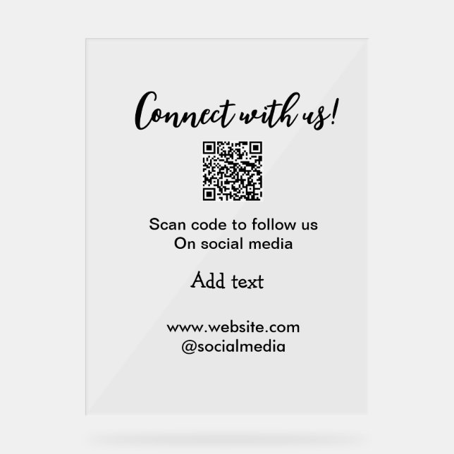 Verbindung mit uns Scan QR Code hinzufügen Website Acrylschild (Vorderseite)