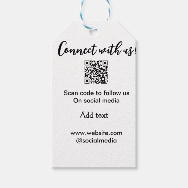 Verbindung mit uns Scan QR Code hinzufügen Website Geschenkanhänger (Vorderseite)