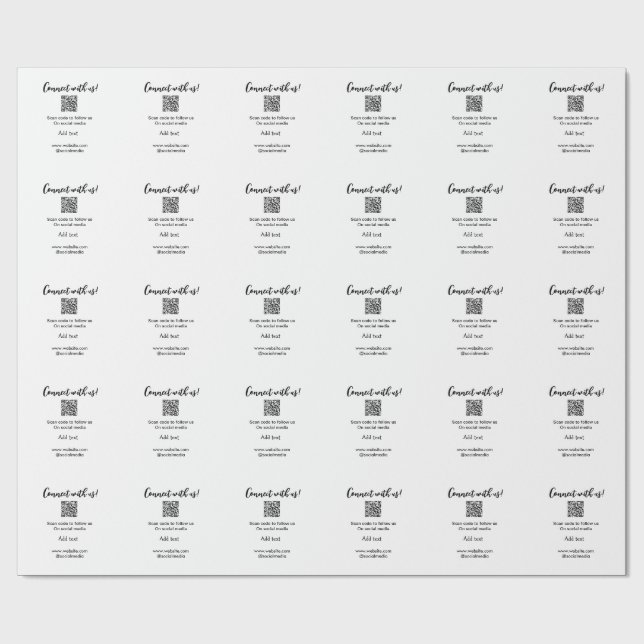 Verbindung mit uns Scan QR Code hinzufügen Website Geschenkpapier (Flach)