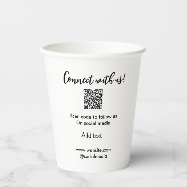 Verbindung mit uns Scan QR Code hinzufügen Website Pappbecher (Vorderseite)