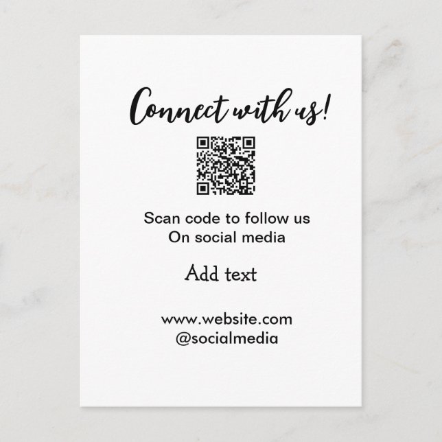 Verbindung mit uns Scan QR Code hinzufügen Website Postkarte (Vorderseite)