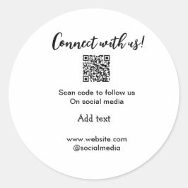 Verbindung mit uns Scan QR Code hinzufügen Website Runder Aufkleber