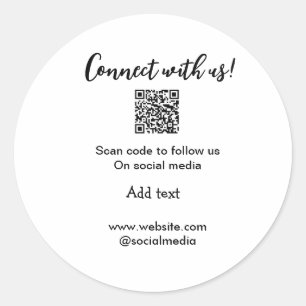 Verbindung mit uns Scan QR Code hinzufügen Website Runder Aufkleber