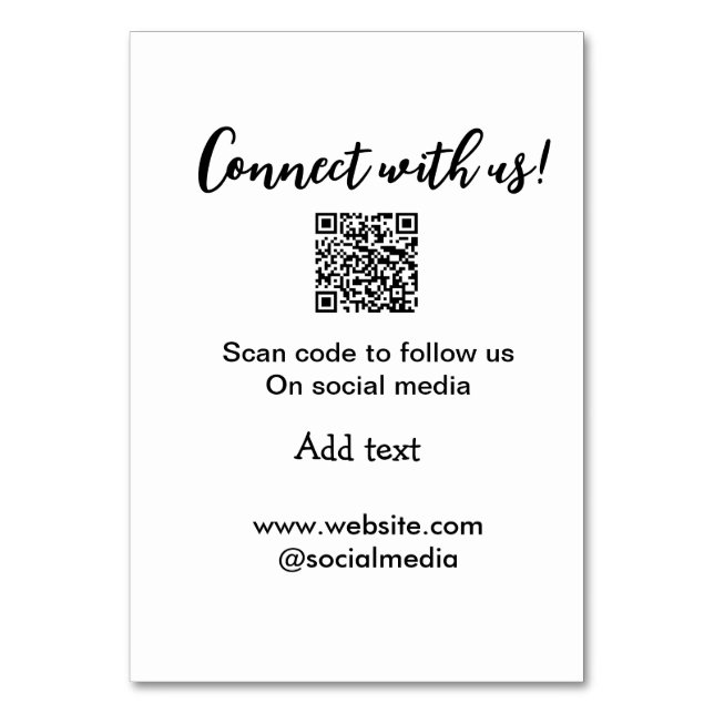 Verbindung mit uns Scan QR Code hinzufügen Website Tischnummer (Vorderseite)