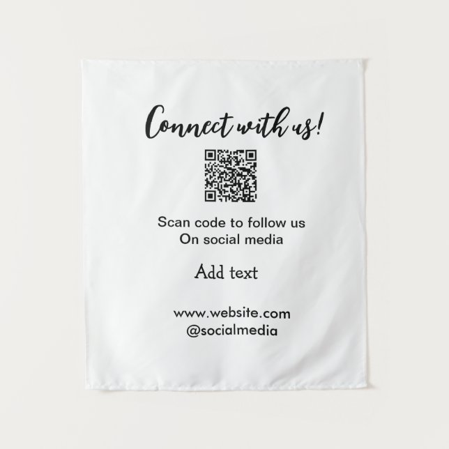 Verbindung mit uns Scan QR Code hinzufügen Website Wandteppich (Vorderseite)