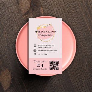 Verbindung mit uns, soziale Medien, qr Code rosa M Visitenkarte