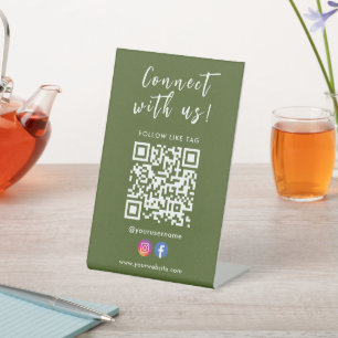 Verbindung mit unserem Facebook Instagramm Qr Code Sockelschild