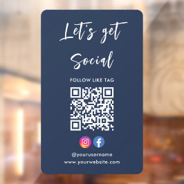 Verbindung mit US Instagram Facebook Qr Code Navy Fensteraufkleber