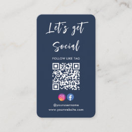 Verbindung mit US Instagram Facebook Qr Code Navy Visitenkarte