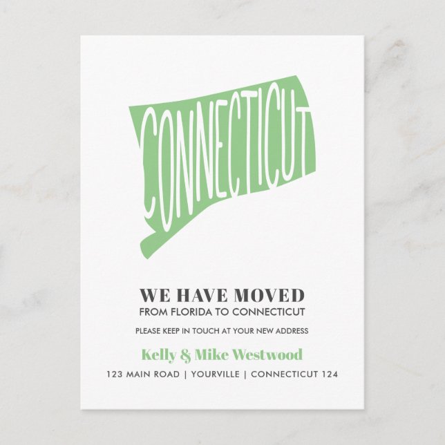 VERBINDUNG Wir haben neue Adresse Neue Zuhause ver Postkarte (Vorderseite)