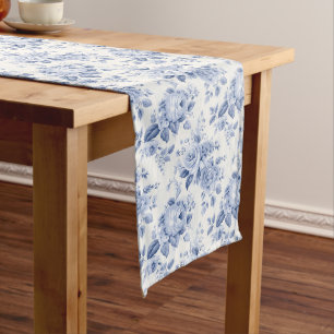 Verblasenes Grandeur: Französisches blaues Shabby  Großer Tischläufer