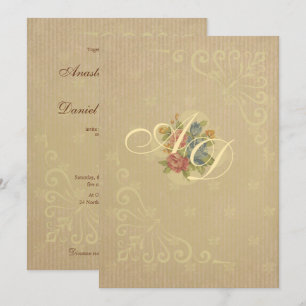 Verblassende pastellrosa beige braune Vintage-Rose Einladung
