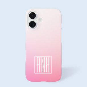 Verblassende rosa Ombre-Abstufung & Ihre Initialen iPhone 16 Hülle
