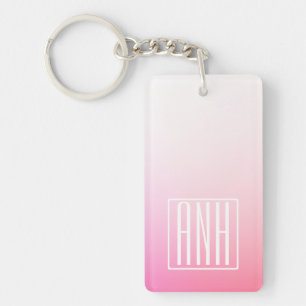Verblassende rosa Ombre-Abstufung & Ihre Initialen Schlüsselanhänger