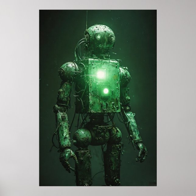 Verblassender Wächter: Ein kaputter Roboter Poster (Vorne)
