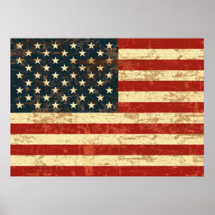 Verblasste amerikanische Flagge Poster