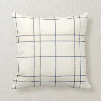 Verblasste Blau- und Creme-Tartan-Karo-Kissen Kissen