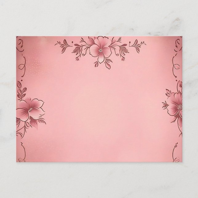 Verblasste Blume im rosa Hintergrund Postkarte (Vorderseite)