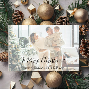 Verblasste Familienfoto-Weihnachtskarte Feiertagskarte