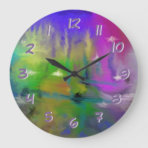 Verblaßte Feuerwerke drehen zurück die Zeit Große Wanduhr