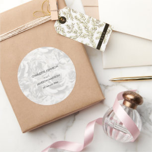 Verblasste graue Rose Personalisierte Engagement P Runder Aufkleber