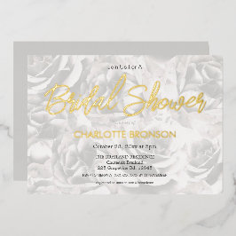 Verblasste graue Rose Personalisiertes Brautparty  Folieneinladung