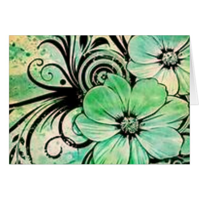 Verblasste grüne Blumen (Vorderseite (Horizontal))