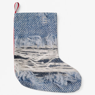 Verblasste Jeans Textur Kleiner Weihnachtsstrumpf