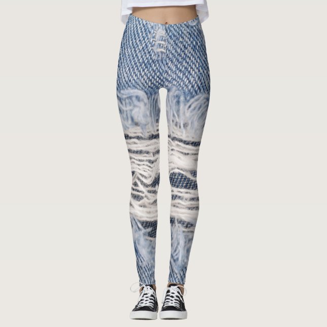 Verblasste Jeans Textur Leggings (Vorderseite)
