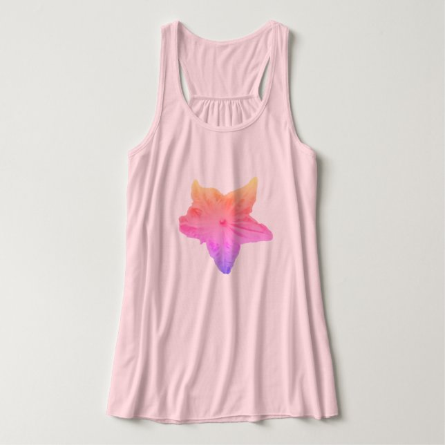 Verblaßte Regenbogen-Gurken-Blume auf einem rosa Tank Top (Design Vorderseite)