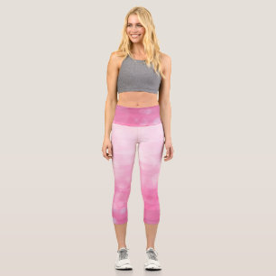 Verblasste rosa Farbverlauf-Streifen    Capri Leggings