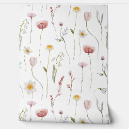 Verblasste rosa Wasserfarben-Wildblume Tapete