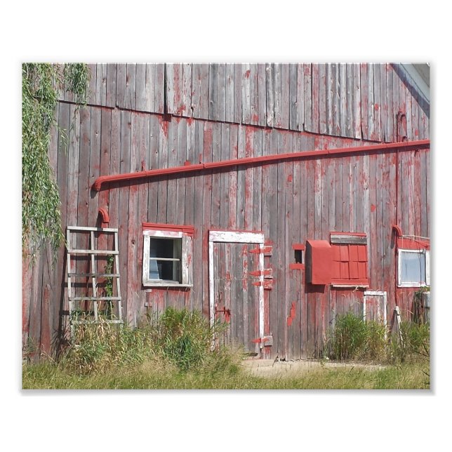 Verblasste rote Scheune Fotodruck (Vorne)