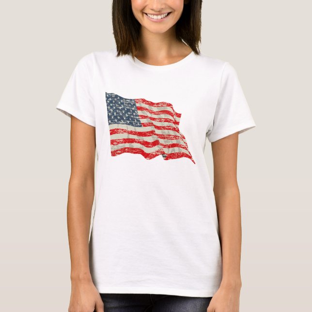 Verblaßte Ruhm-amerikanische Flagge T-Shirt (Vorderseite)