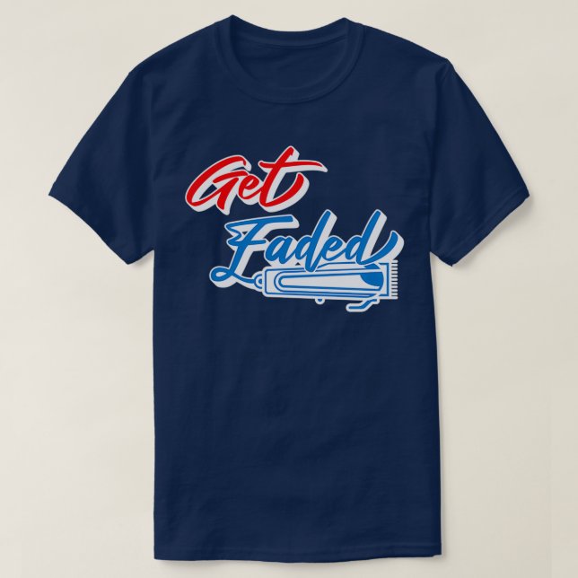 Verblasster Barber Hairstylist Barbershop T-Shirt (Design vorne)