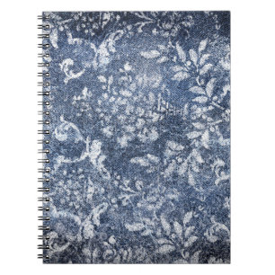 Verblasster floraler Denim: Grungy strukturierte H Notizblock
