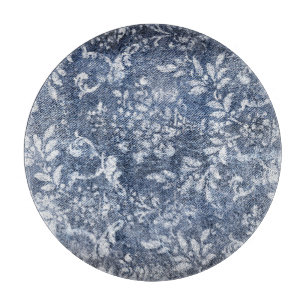 Verblasster floraler Denim: Grungy strukturierte H Schneidebrett