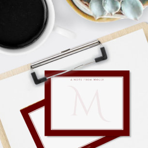 Verblasster Monogramm Chic Dunkelrot Persönlich Pr Mitteilungskarte