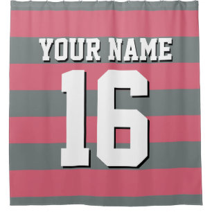 Verblasster Red Charcoal Sports Jersey Preppy Stri Duschvorhang