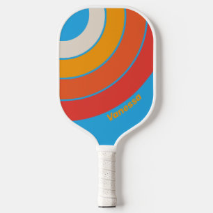 Verblasster Surfblauer Kreisstreifen mit Namen Pickleball Schläger