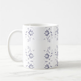 Verblasstes Blau-Weiß-Blumenmuster Kaffeetasse