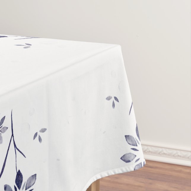 Verblasstes blau-weißes Blumenmuster Tischdecke (Beispiel)