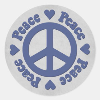 Verblasstes Blue Peace-Zeichen mit dem Hearts-Aufk Runder Aufkleber