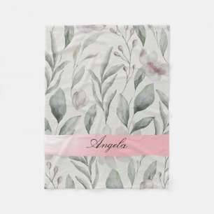 Verblasstes Rosa  Blumen Fleecedecke