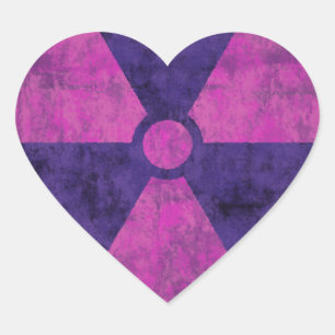 Verblaßtes rotes Strahlungs-Symbol Herz-Aufkleber