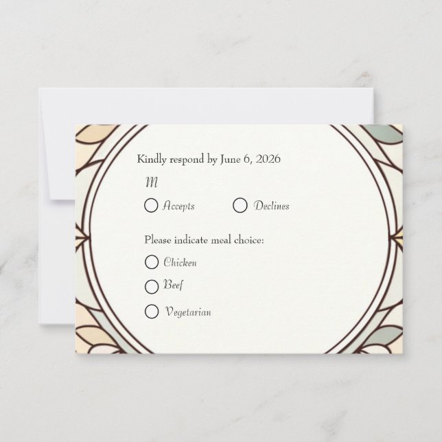 Verbleibender Glas-Antwortkarte mit Essenswahl RSVP Karte (Vorderseite)